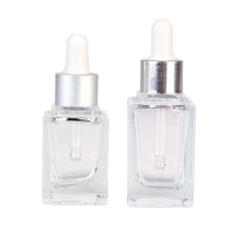 Empty 20Ml 25Ml Customized Clear Square Glass Dropper Bottle Packaging For Cosmetic Essential Oil